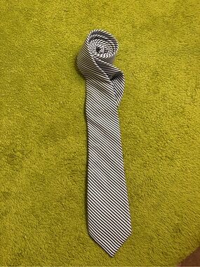 Express Black and White Diagonal Stripe Tie